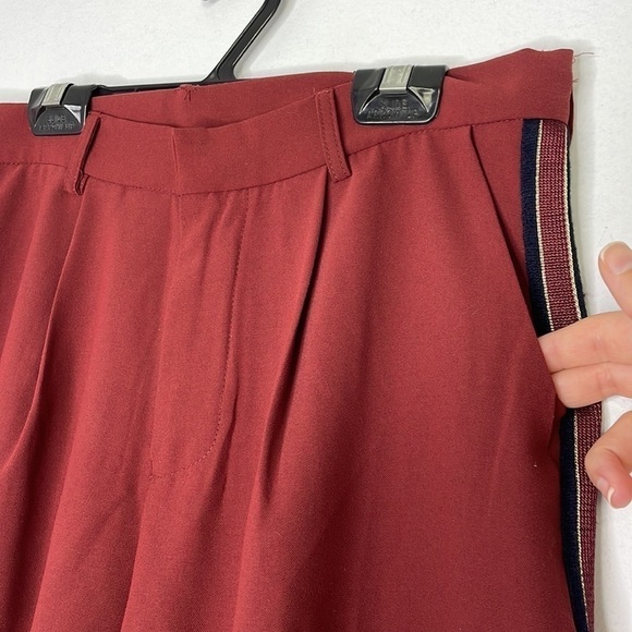 Dance & Marvel wine wide legs tuxedo stripes pants - Picture 3 of 10